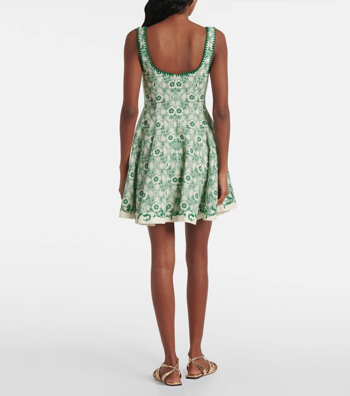 ALM Olive Linen Printed Mini Dress