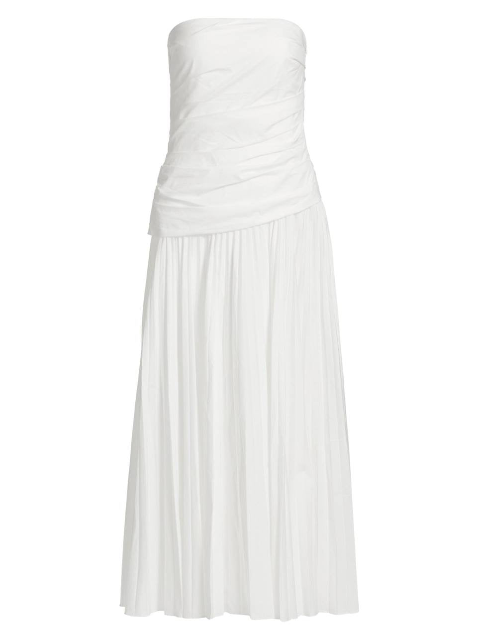 SK Arie Bandeau Pleated Cotton Midi Dress