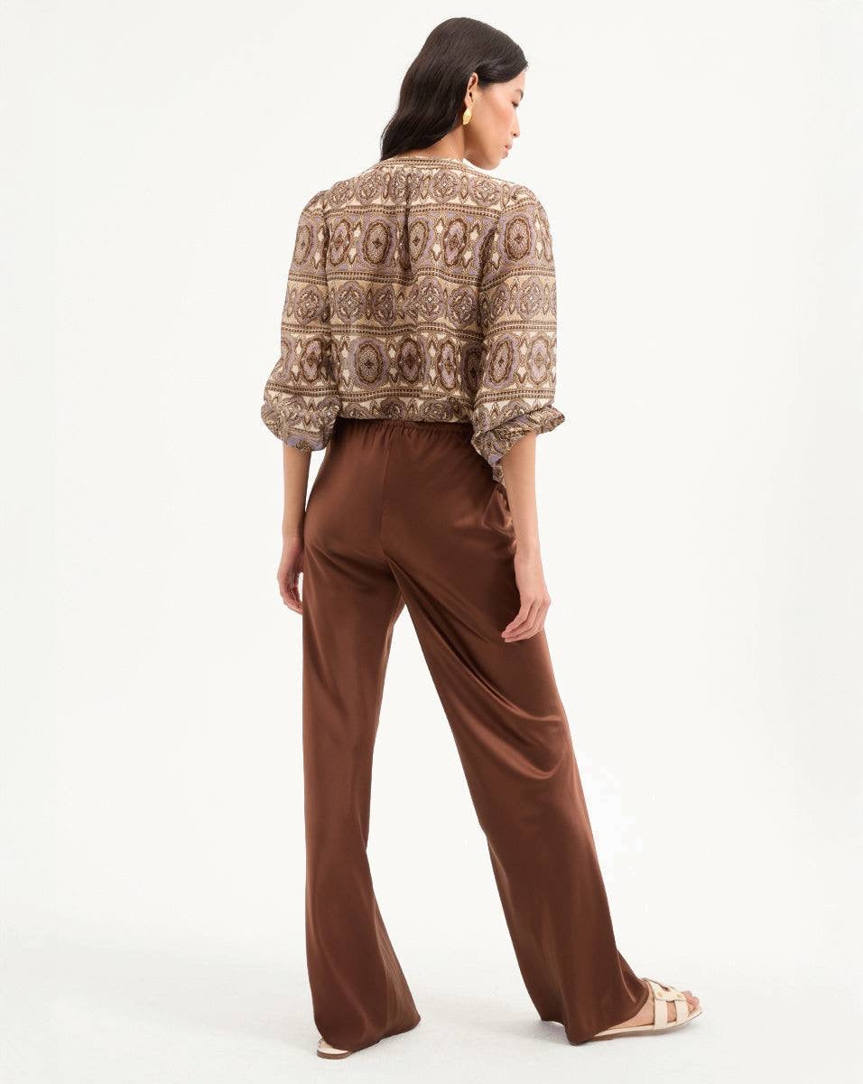 VB Ashlynn Silk-Linen Blouse Top