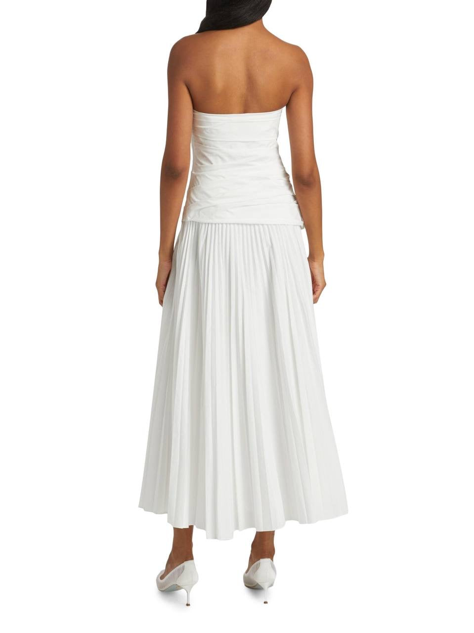 SK Arie Bandeau Pleated Cotton Midi Dress