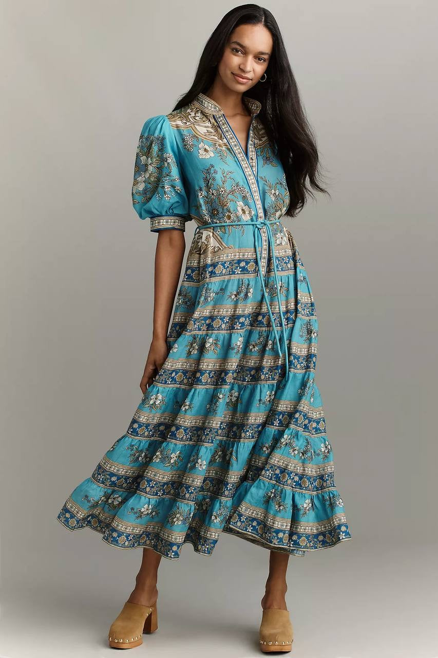 ALM Cassie Tiered Ramie Midi Dress
