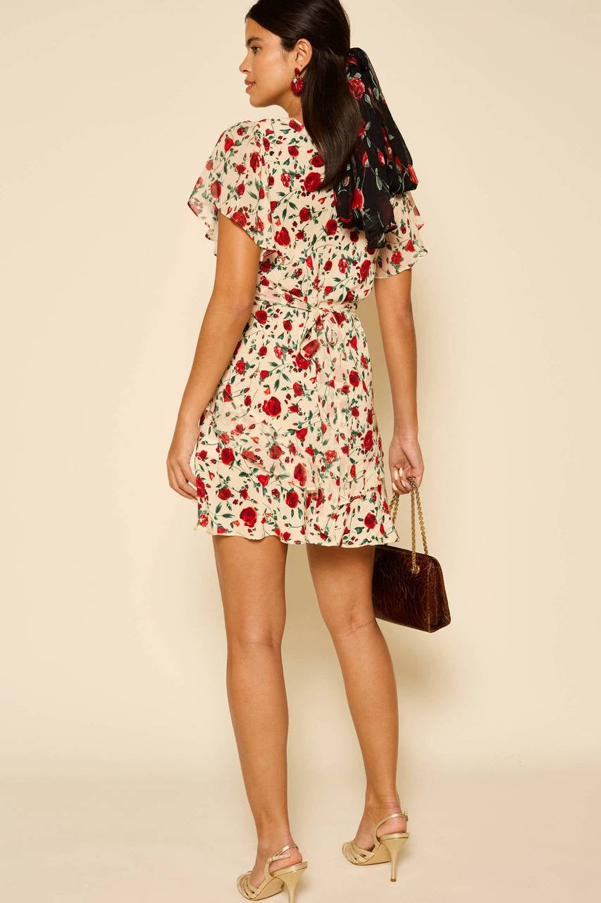 RX Sutton Flutter Sleeve Silk Mini Dress