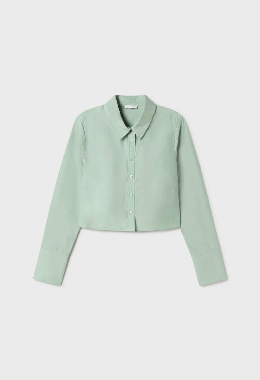 SL Cotton Silk Cropped Long Sleeve Shirt
