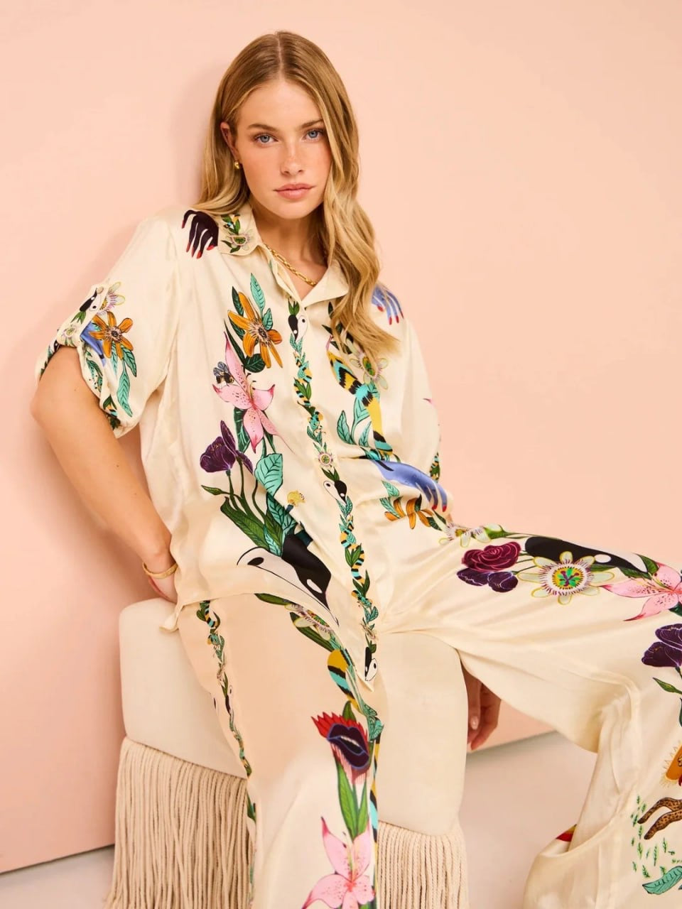 ALM Meagan Oversized Silk Shirt | Pants | Set