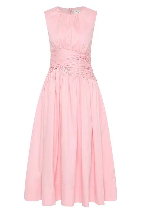AJ Agatha Knot Waist Cotton Midi Dress