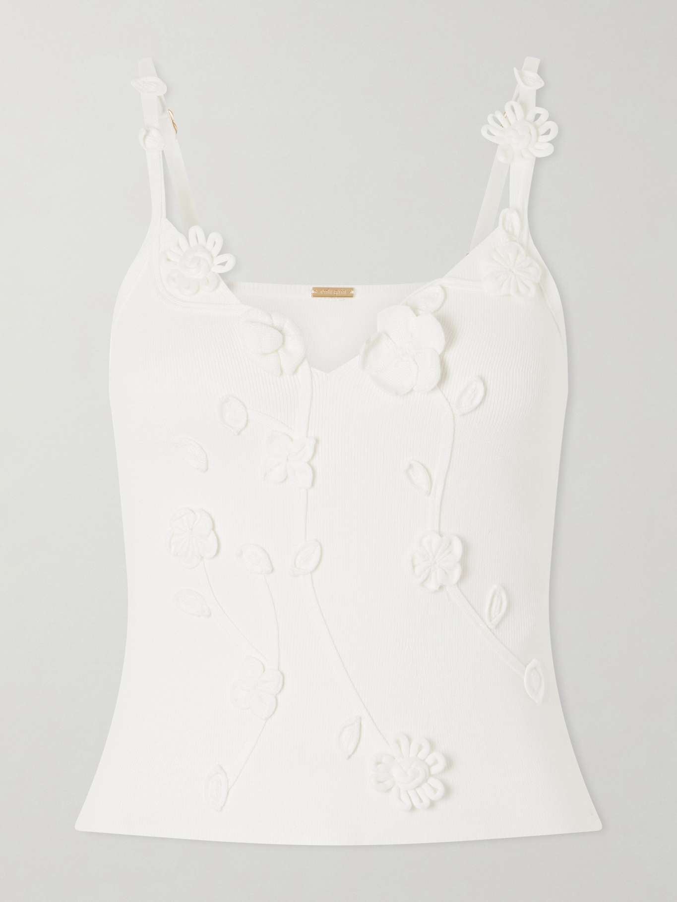 CG Emiliana Viscose-blend Knit 3D Floral-Appliqué Top
