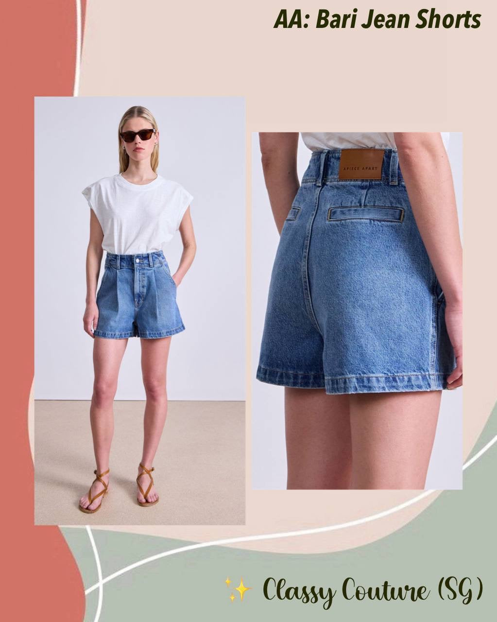 AA Bari High Waist Jean Cotton Denim Shorts