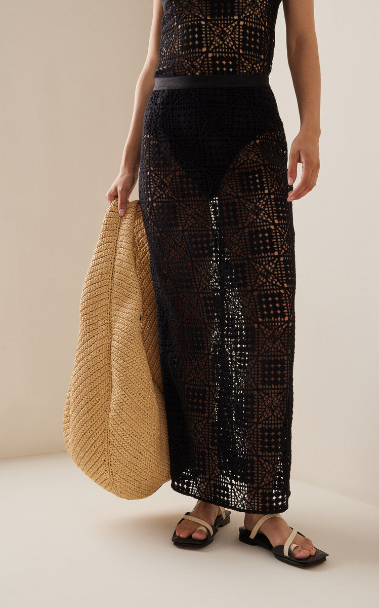 STL Rayure Tank Top | Midi Skirt | Black Crochet Set