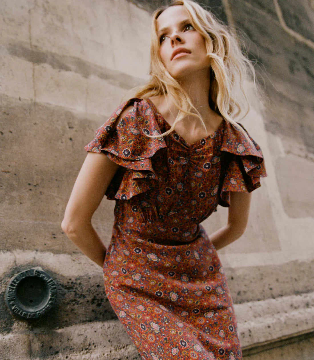 DN Beatriz Ruffled Silk Midi Dress
