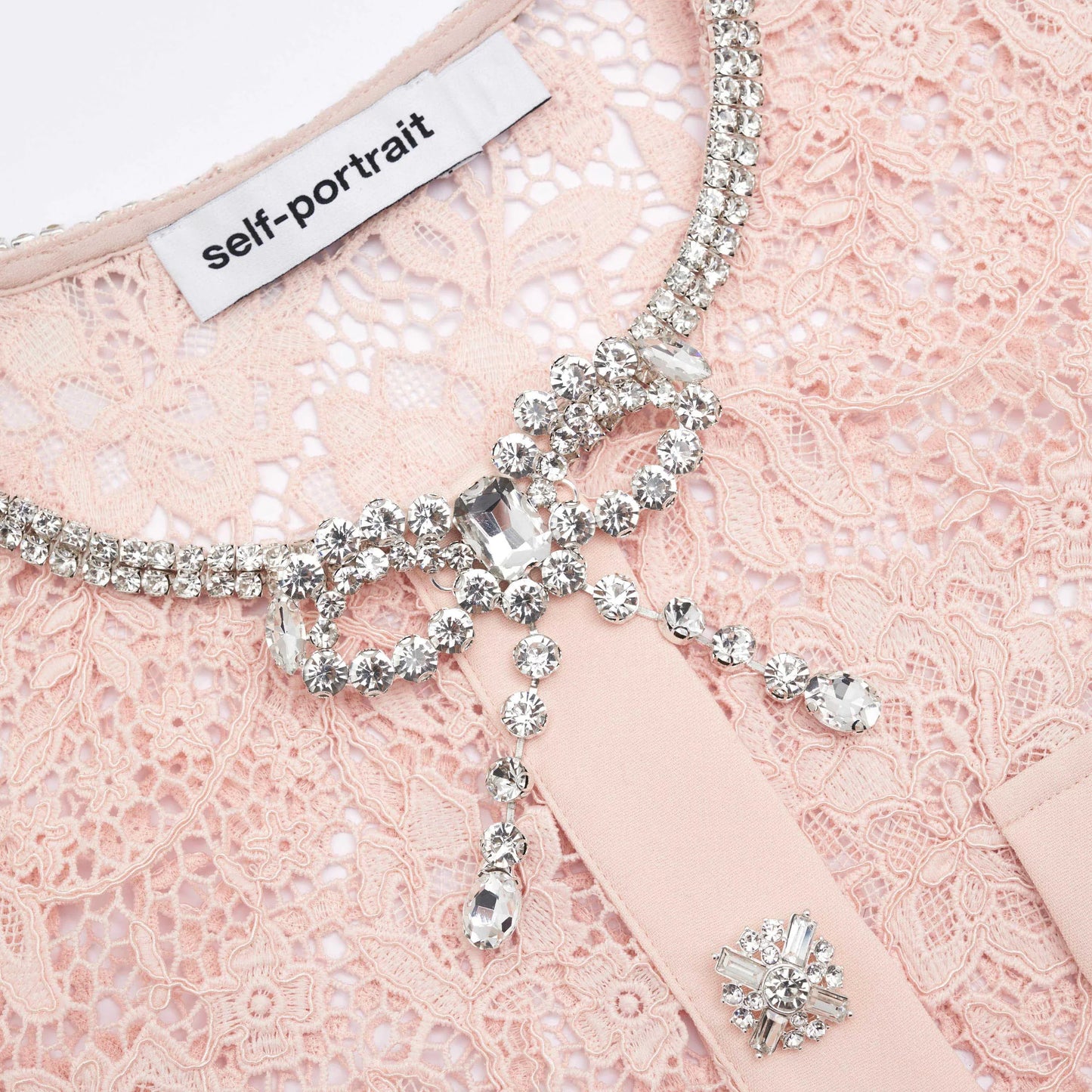 BEST! SP Pink Lace Diamante Bow Midi Dress