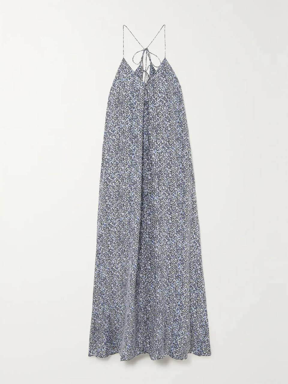 JOS Isobel Tie-Back Floral Silk Maxi Dress