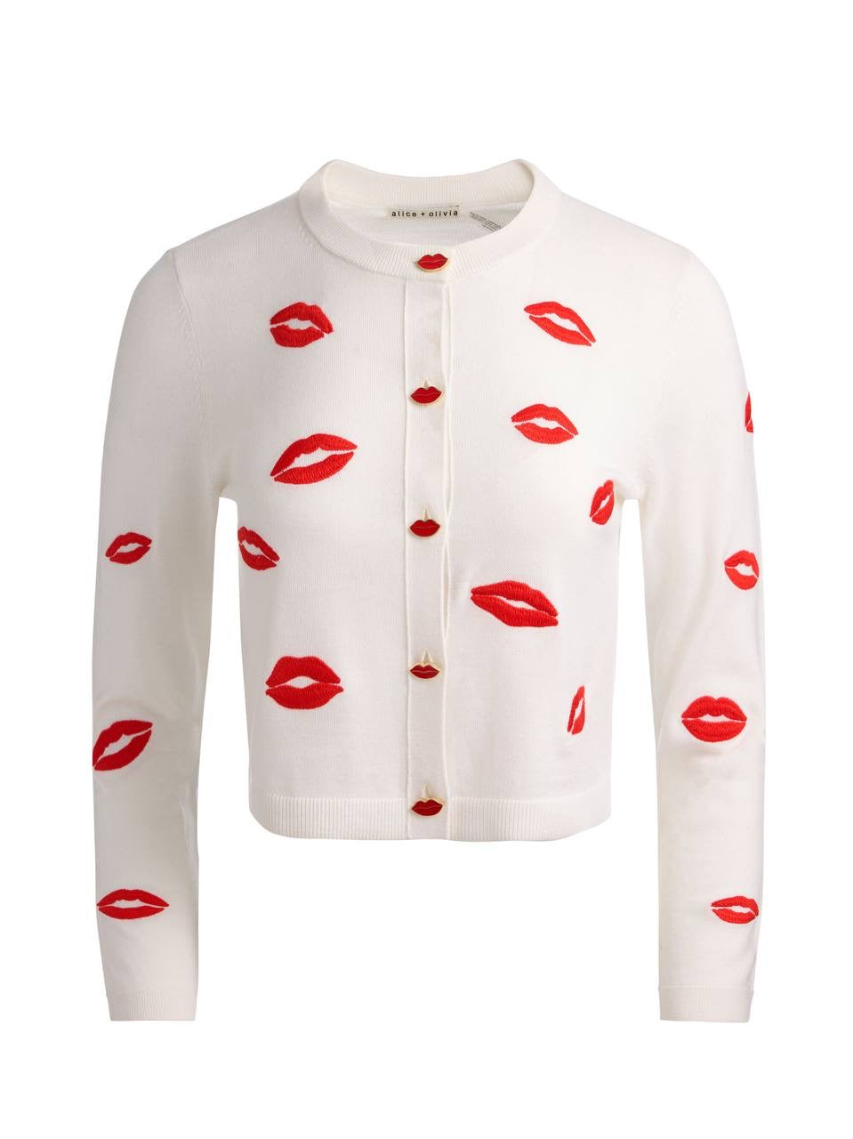 AO Daroda Lip Stretch-Wool Cardigan Sweater