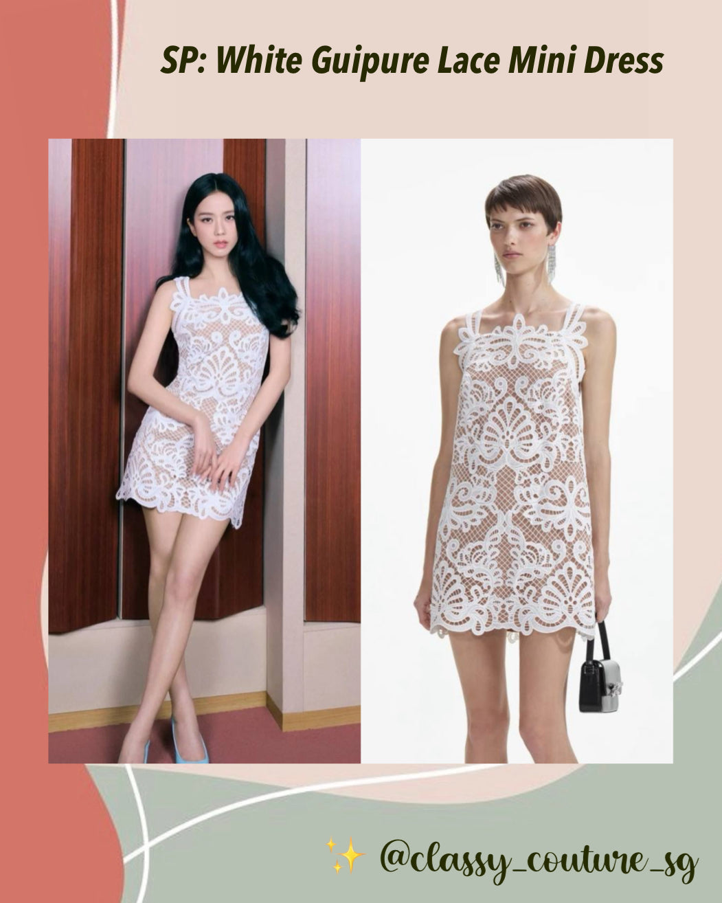 SP White Guipure Lace Mini Shift Dress