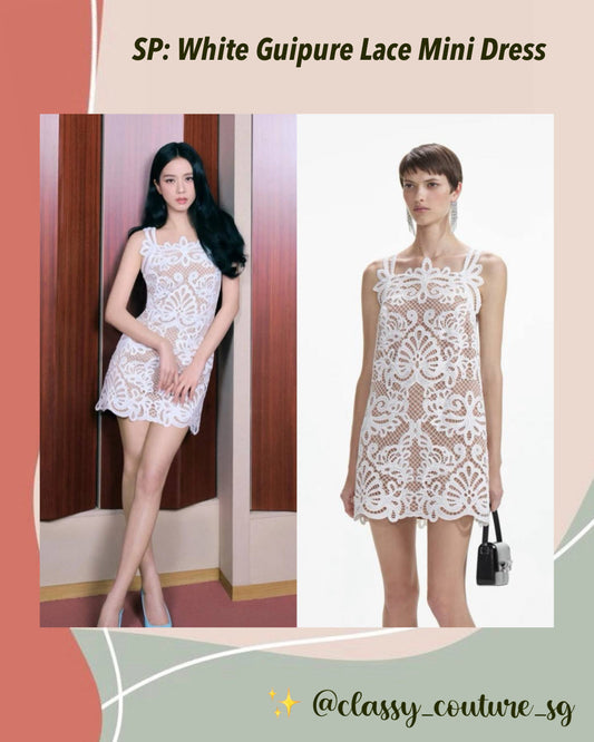 SP White Guipure Lace Mini Shift Dress