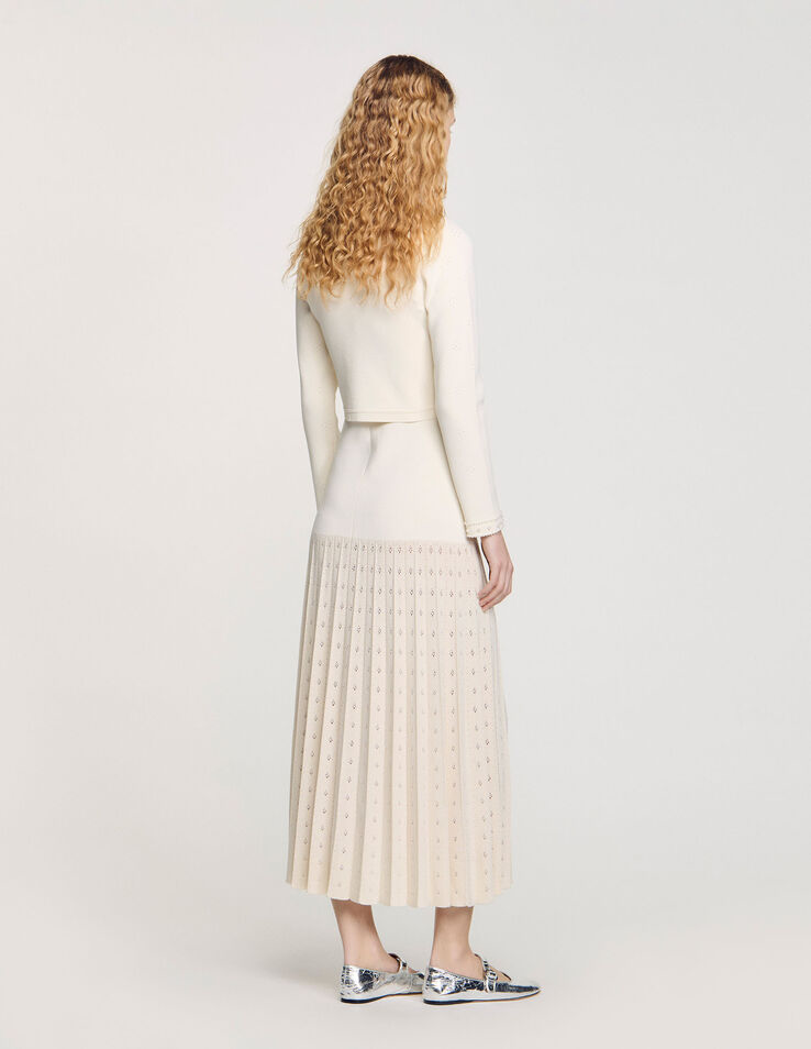 SD Pearl Bead Knit Maxi Dress | Cropped Cardigan with Pearl Buttons | Set