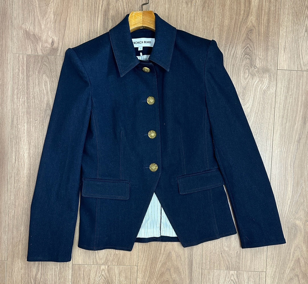 VB Aire Stretch-Cotton Denim Dickey Jacket Blazer