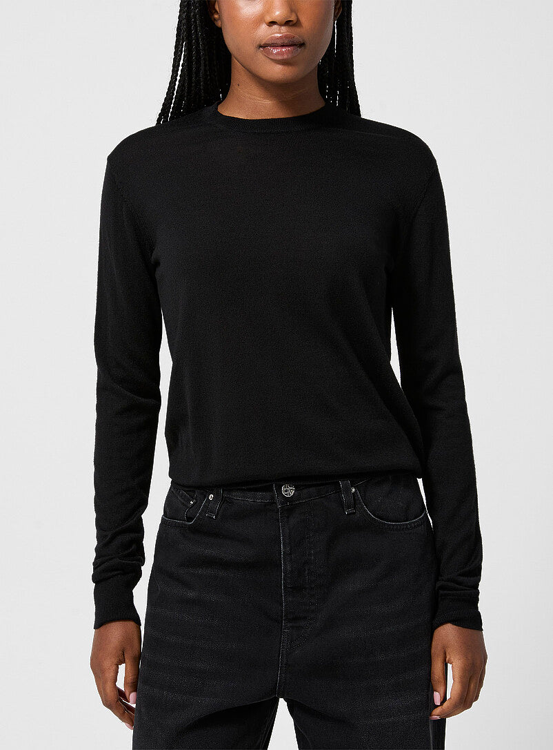 Tot Crew-neck Wool-Silk Fine Knit Sweater Pullover
