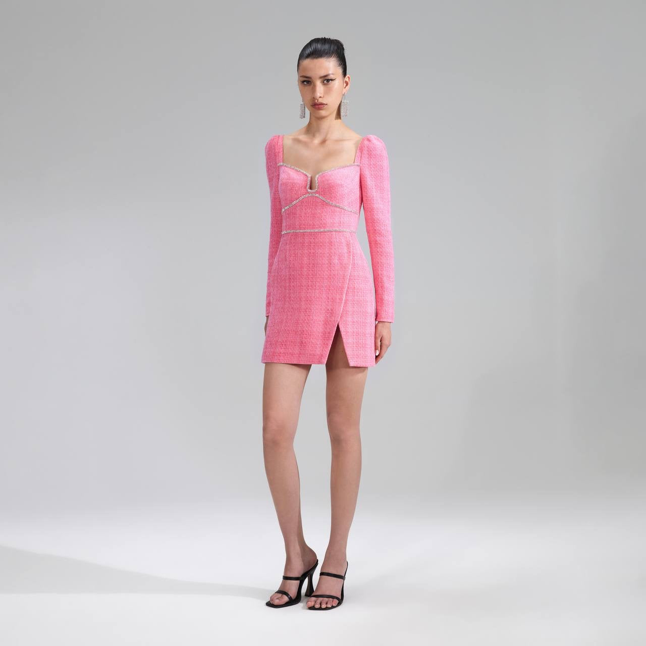 SP Pink Boucle Diamanté Mini Dress
