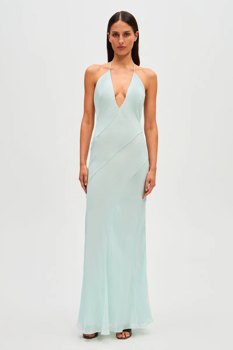 MS Luella Georgette Maxi Dress in Aqua Glass
