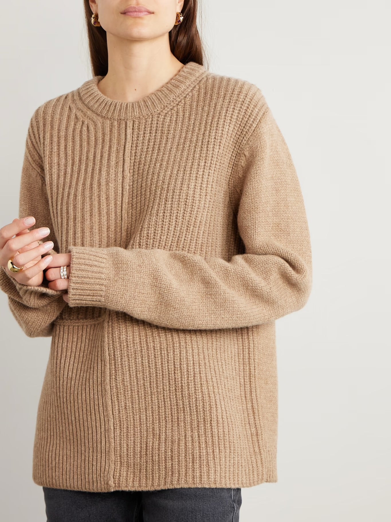 Tot Panelled Ribbed Wool Sweater Pullover