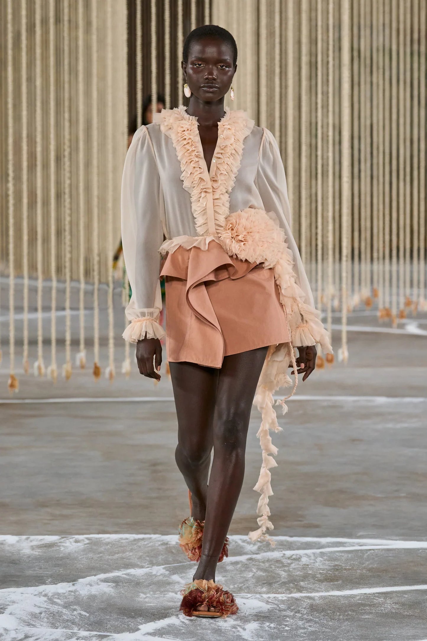 UJ Sabi Cotton Ruffled Mini Skirt in Sedona Pink