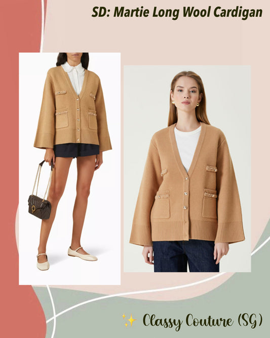 SD Martie Long Wool Cardigan in Camel