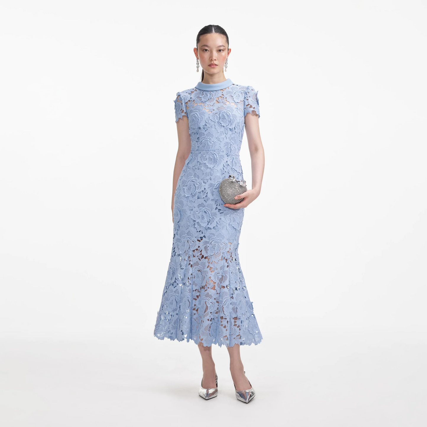 SP Blue Flower Lace Mini Dress | Contrast Collar Midi Dress