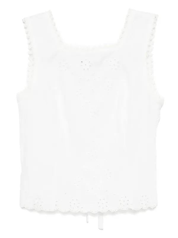 Ref Lorie Eyelet Lace Detail Linen Top