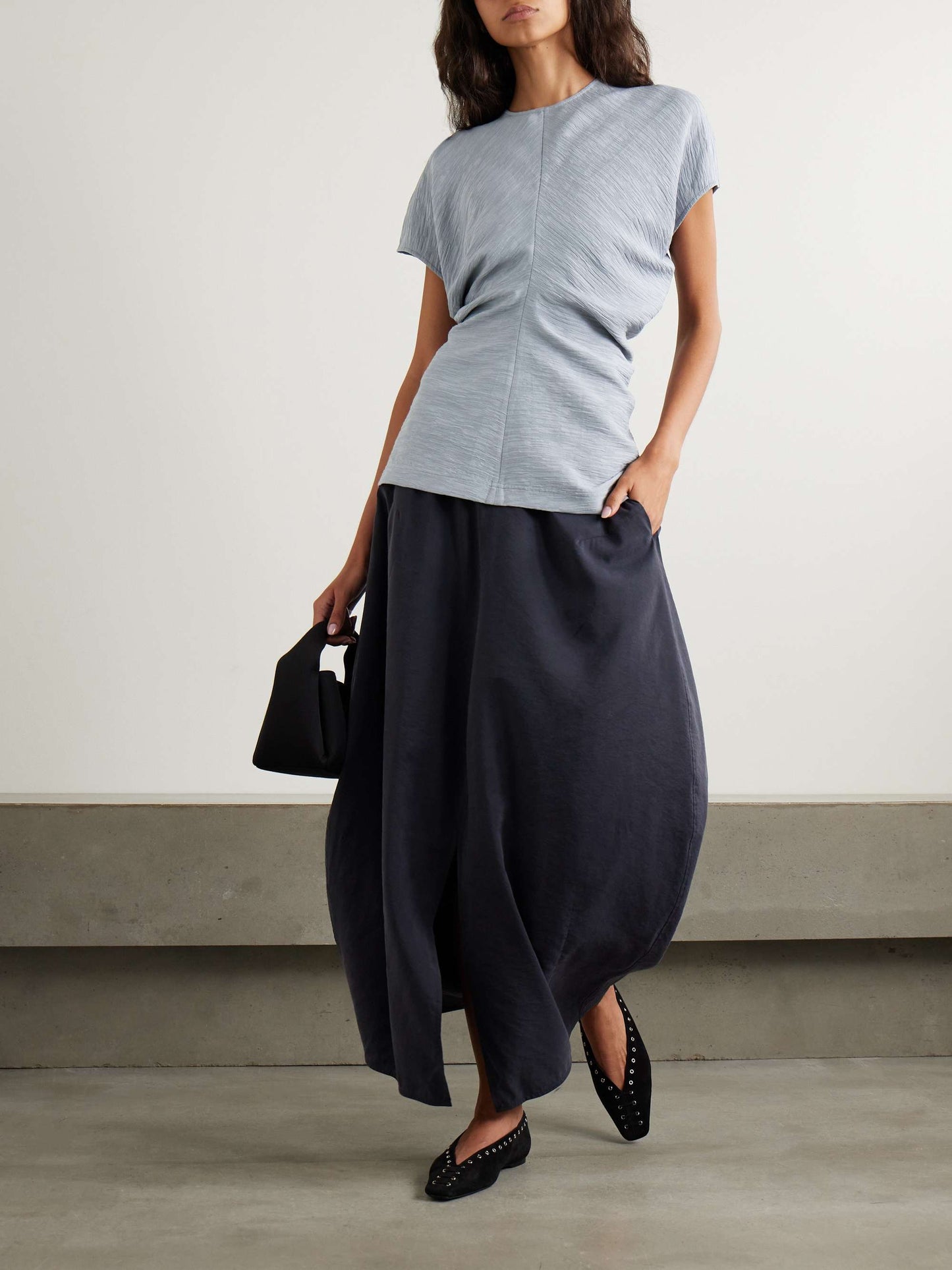 Best! Tot Slouch Waist Crinkled Viscose-Blend Top