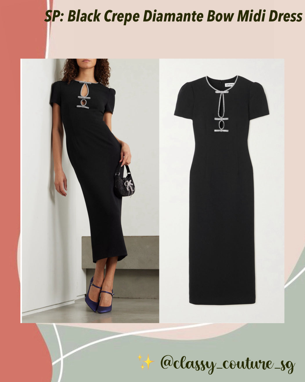 black crepe diamante midi dress Bardot Eleni Diamante Midi Dress Black