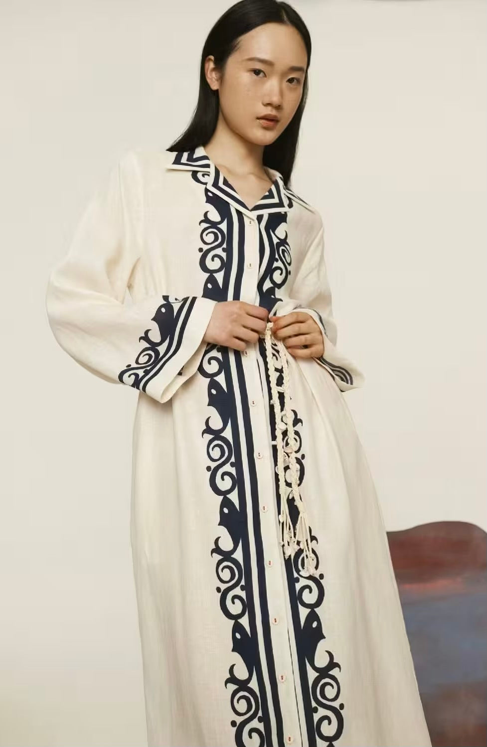 ALM Marine Linen Midi Dress Shirtdress