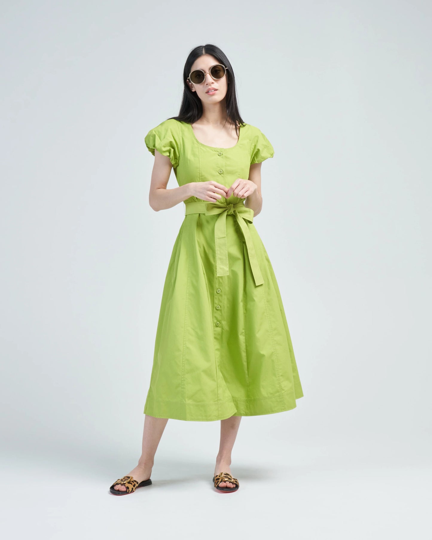 UJ Rhea Belted Cotton Midi Dress