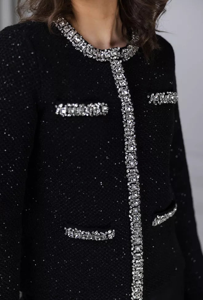 SP Cream Textured Knit Embellished Cardigan