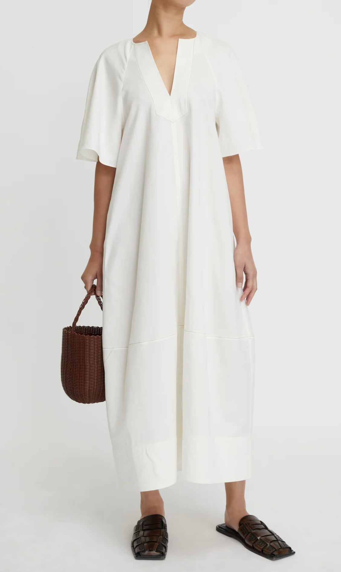 LM Lennox Sleeveless V-Neck | Flutter Sleeve Midi Dress