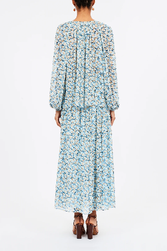 UJ Safa Long Sleeve Silk Blouse Top with Tie
