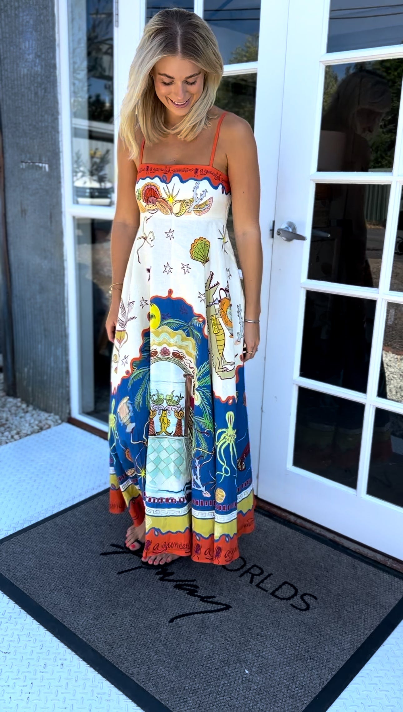 ALM Surrealist Summer Linen Midi Dress Sundress