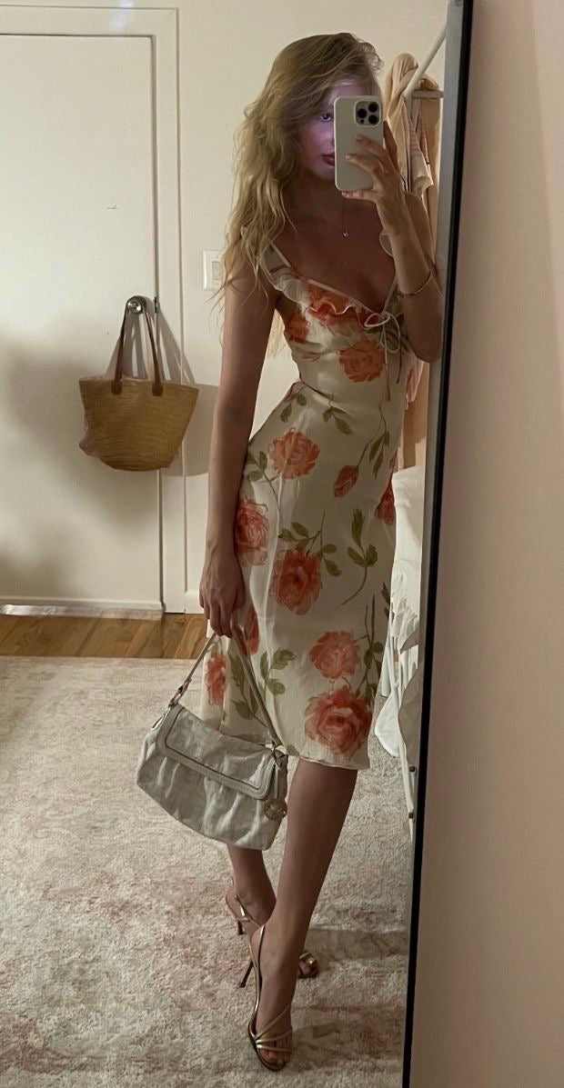 RP Gemma Silk Midi Dress in Pink Floyd Floral