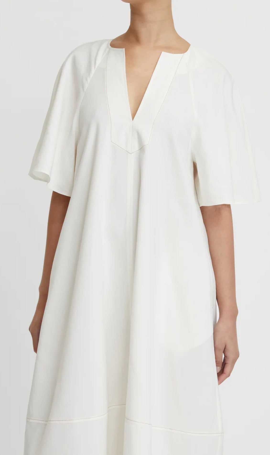 LM Lennox Sleeveless V-Neck | Flutter Sleeve Midi Dress