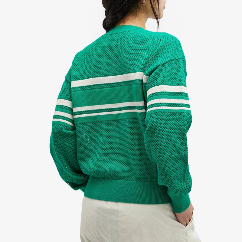 IM Arwen Emerald Cotton-Wool Blend Open Knit Sweater Pullover
