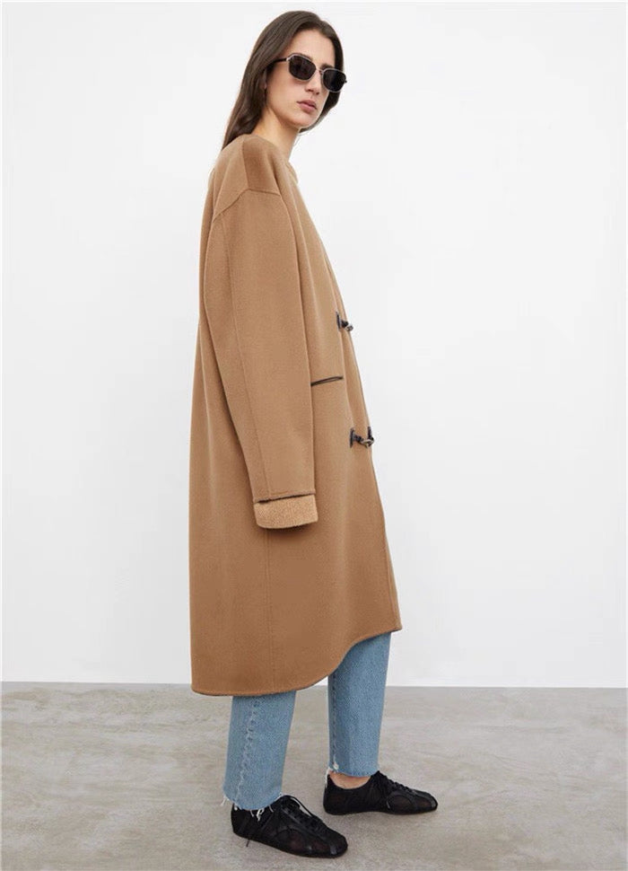 SALE! Tot Clasp Leather-Trimmed Brushed Wool And Cashmere-Blend Coat