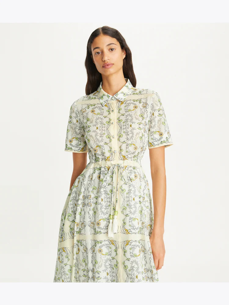 TB Printed Cotton Midi Dress Shirtdress