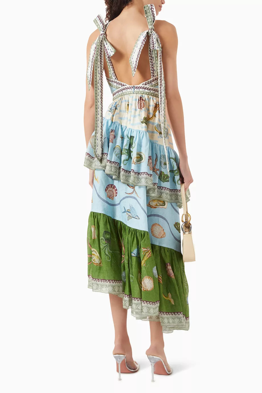 ALM Bath House Tiered Halter Linen Midi Dress
