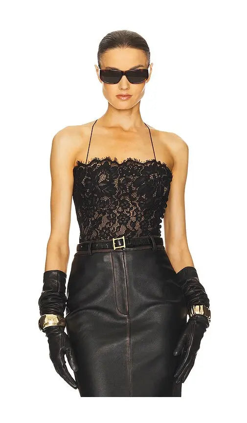 HS The Lace Black Camisole | Midi Skirt | Set