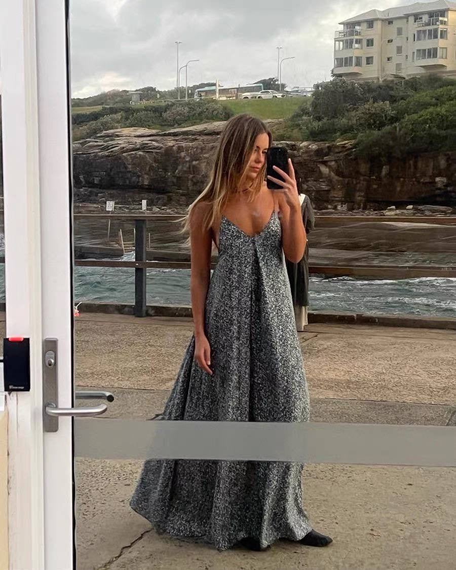 JOS Isobel Tie-Back Floral Silk Maxi Dress