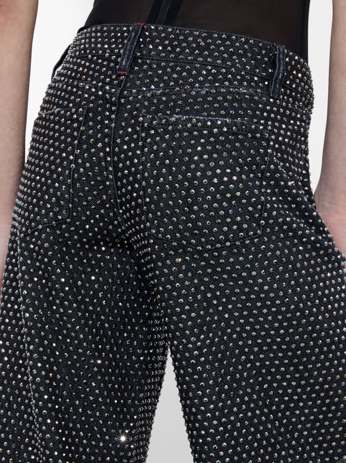 AO Trish Rhinestone Embellished Low-Rise Wide Leg Jean Pants