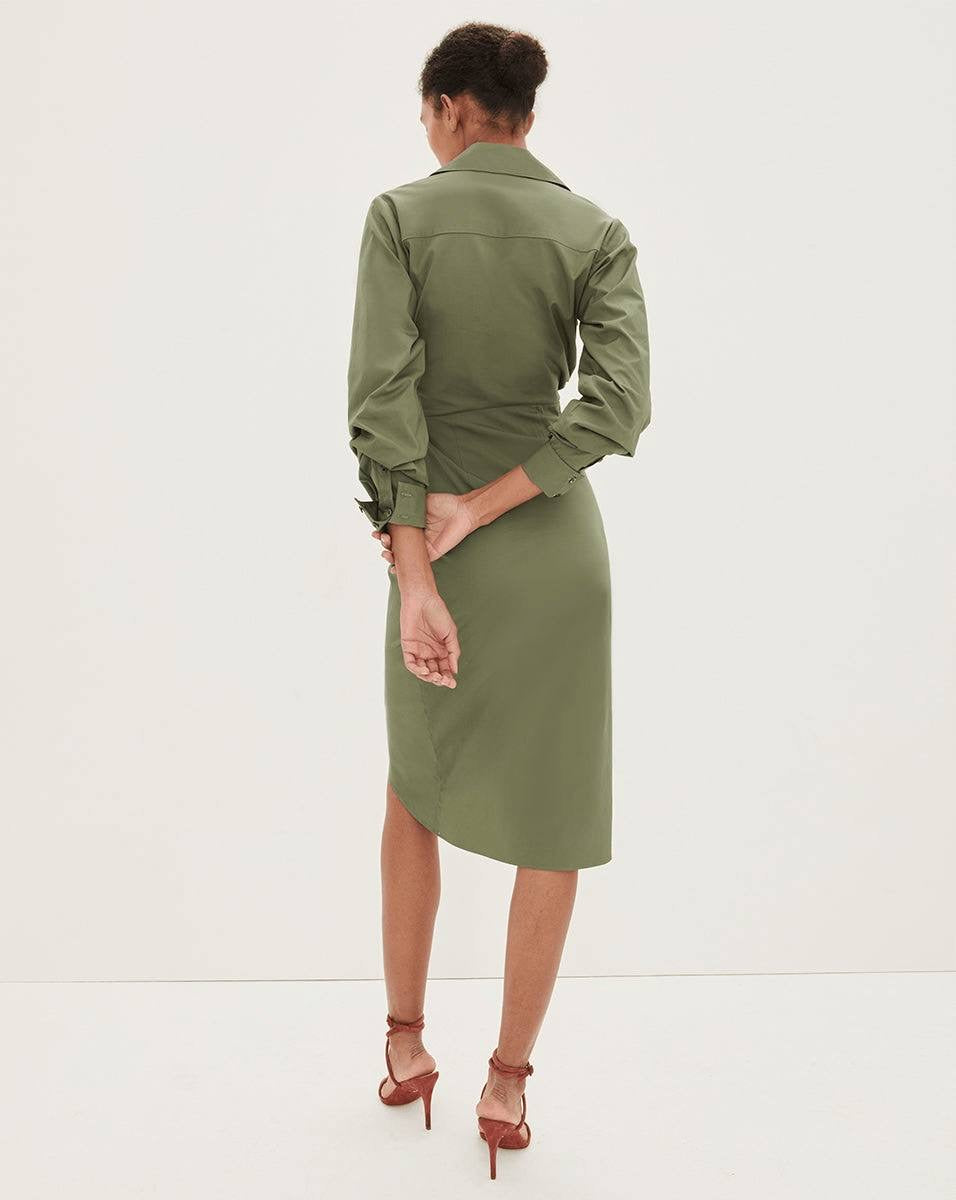 VB Afton Sheath Cotton-Blend Wrap Midi Dress