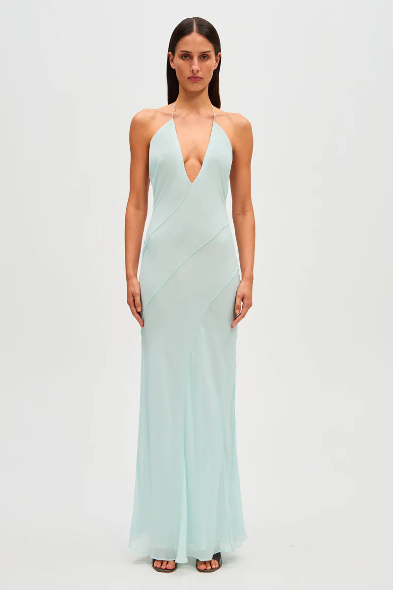 MS Luella Georgette Maxi Dress in Aqua Glass
