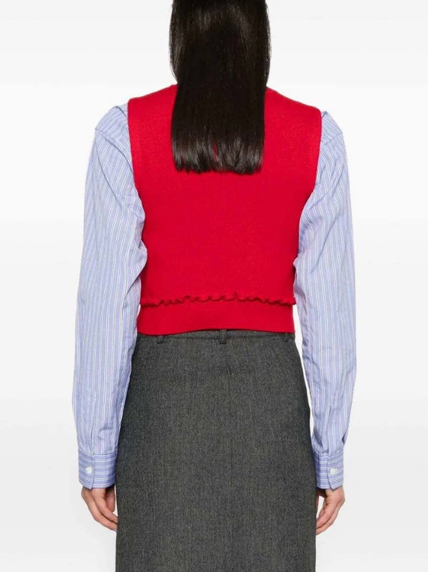 SD Emie Red Ruffled Tank Top | Emile Cardigan | Wool-Cashmere Set