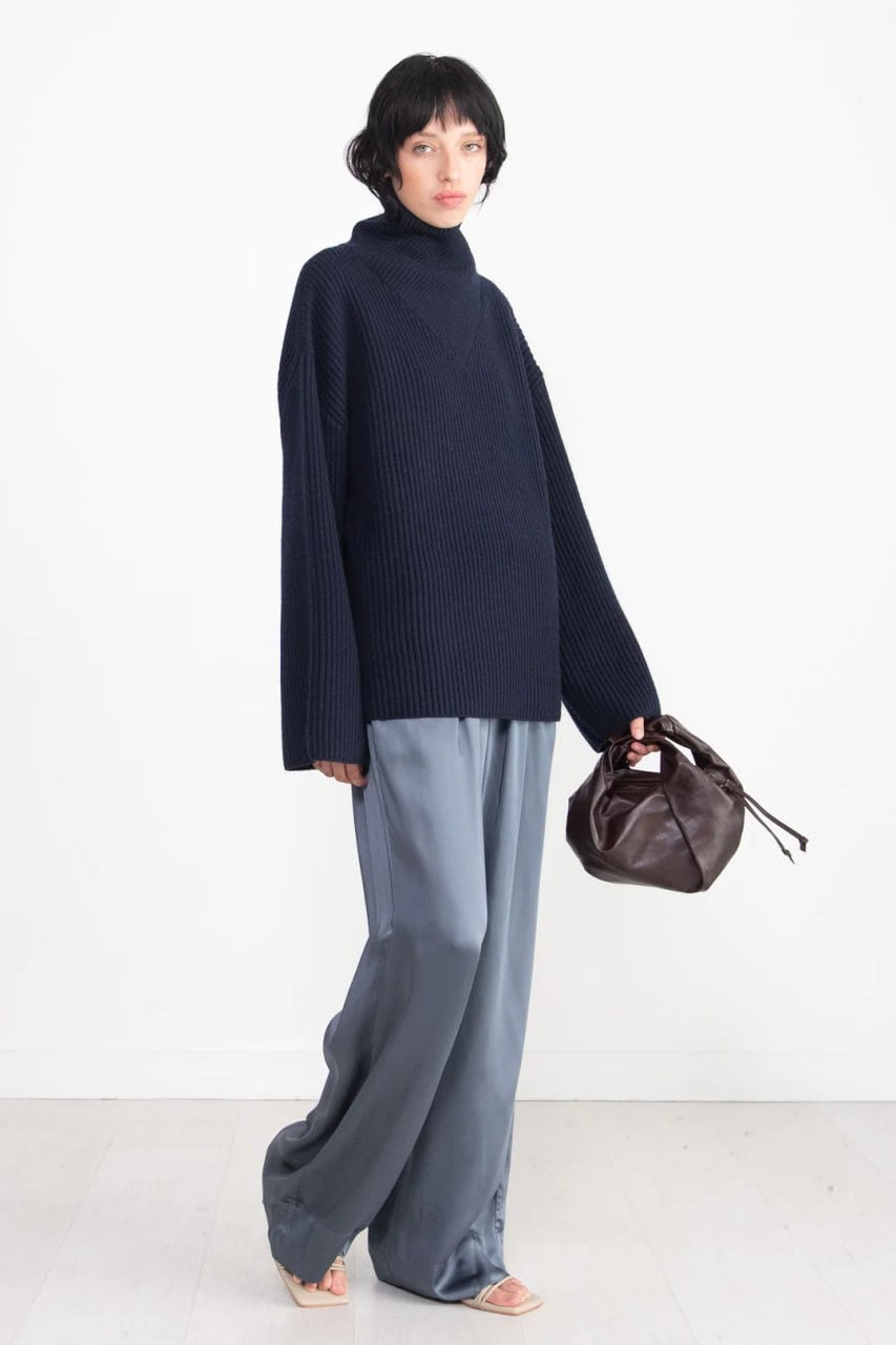 TOT Wrapped Neck Wool Knit Sweater