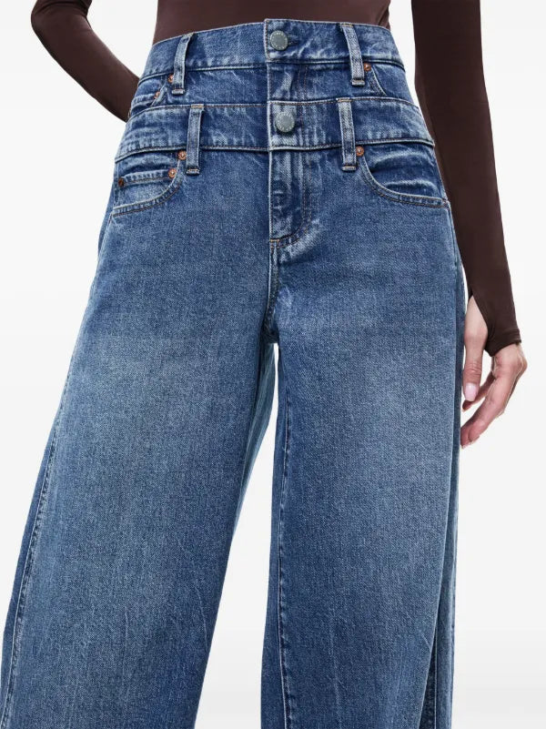 AO Double Waistband Wide Leg Jeans Pants